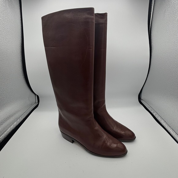 Cole Haan Shoes - Vtg Cole Haan Riding Boots Women Sz 6.5 AA Brown Leather Tall Equestrian Italy